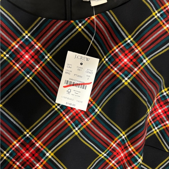 Plaid Sleeveless Dress with Feather Hem - Picture 3 of 10